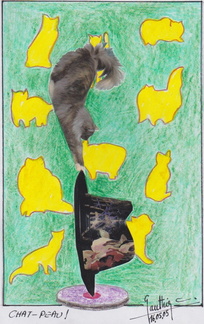 chat peau  21x29  crayon collage papier sbd 16 05 05