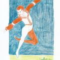 Esquisse du Danseur  crayons de couleur sur papier  21X29  sbd mars 99