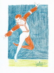 Esquisse du Danseur  crayons de couleur sur papier  21X29  sbd mars 99