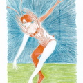 Esquisse de la Danseuse  crayons couleur sur papier  21X 29 cm  sbd mars 99