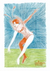 Esquisse de la Danseuse  crayons couleur sur papier  21X 29 cm  sbd mars 99