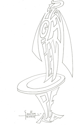 Esquisse de Diaghilev encre de chine sur papier  21X29 cm  sbg 10 09 07